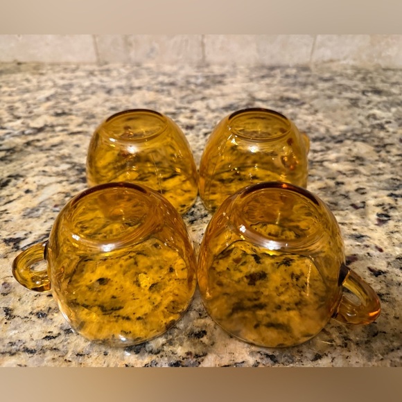 Vintage Amber Indiana Glass Sunburst Teacups. - Picture 3 of 7